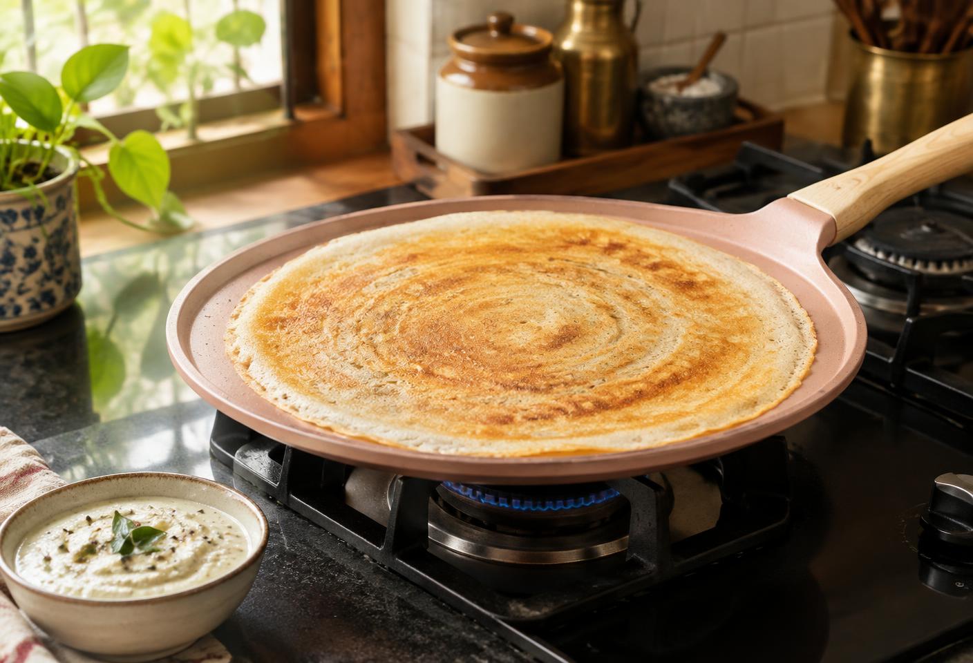 Crispy dosa on the Douceur Tawa