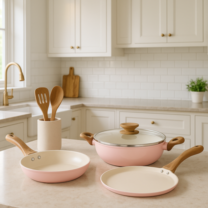 Stellyfire Forged Ceramic 3 pcs Combo Cookware set (Pink)