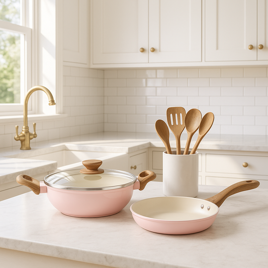 Stellyfire Forged Ceramic 2 pcs Combo Cookware set (Kadhai & Frypan)