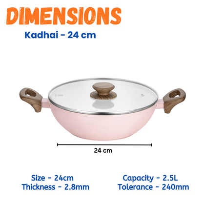 Stellyfire Forged Ceramic 2 pcs Combo Cookware set (Kadhai & Frypan)