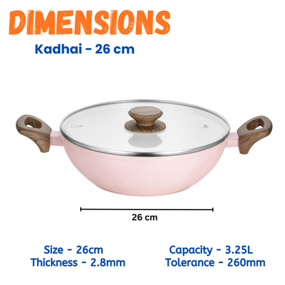 Stellyfire Forged Ceramic Kadhai (Pink)