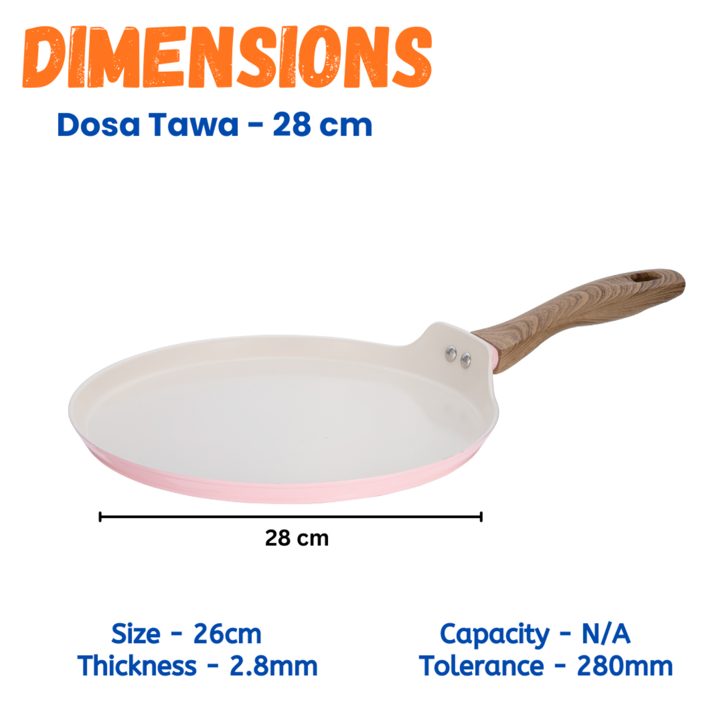 Stellyfire Forged Ceramic Dosa Tawa (Pink)